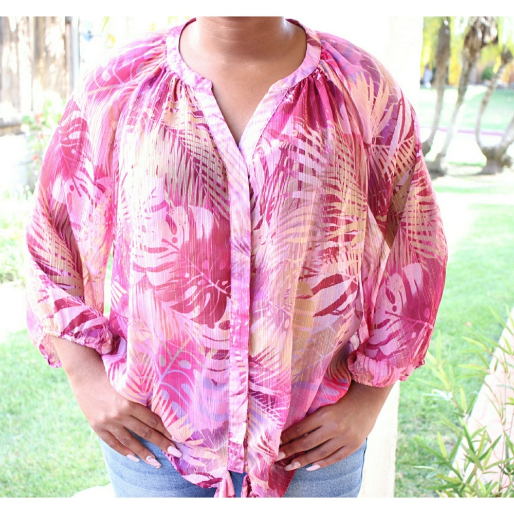 Jaclyn Smith Pink Chiffon Blouse